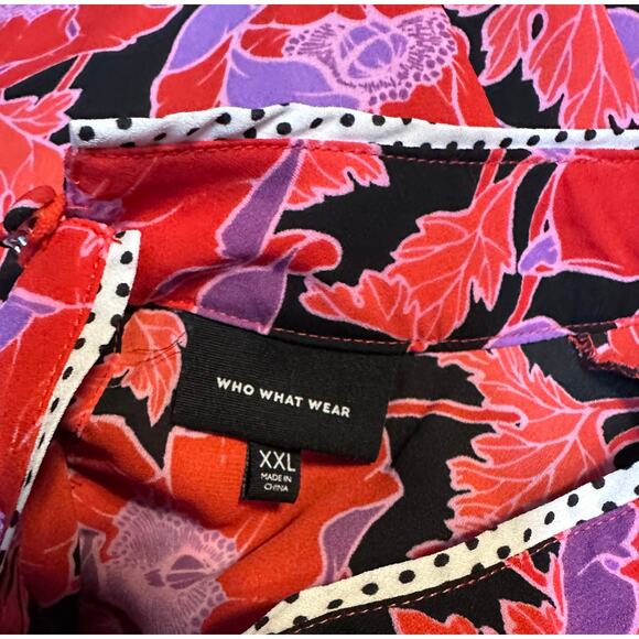 Who What Wear women's Shirt Floral Red Poppy Pattern Long Sleeves XXL - Picture 4 of 4